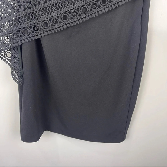 Lauren by Ralph Lauren Black Lace One Shoulder Cocktail Dress Size 2 - Picture 6 of 9